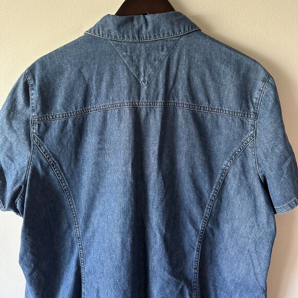 VINTAGE Y2K Tomm Hilfiger Women's Denim Short Sleeve Button-Up Size 20 - Picture 10 of 12